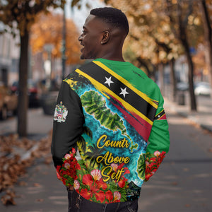 Saint Kitts And Nevis Sweatshirt Caribbean Pride Tropical Island Map Pelican Floral