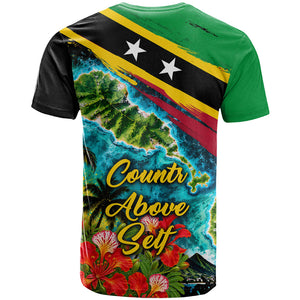 Saint Kitts And Nevis T shirt Caribbean Pride Tropical Island Map Pelican Floral