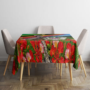 Saint Kitts And Nevis Tablecloth Caribbean Pride Tropical Island Map Pelican Floral