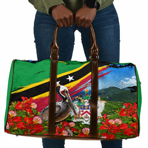 Saint Kitts And Nevis Travel Bag Caribbean Pride Tropical Island Map Pelican Floral