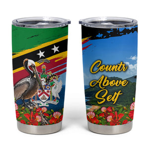 Saint Kitts And Nevis Tumbler Cup Caribbean Pride Tropical Island Map Pelican Floral