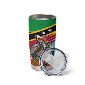 Saint Kitts And Nevis Tumbler Cup Caribbean Pride Tropical Island Map Pelican Floral