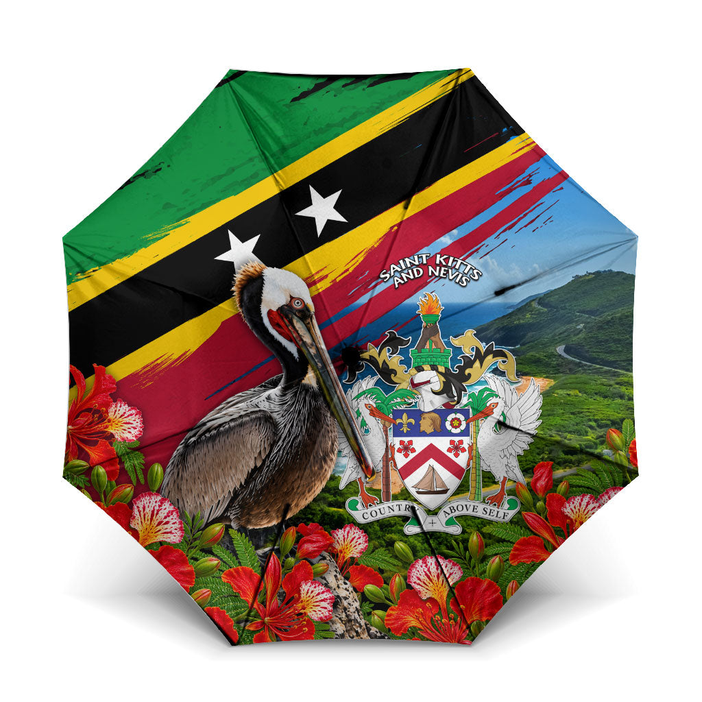 Saint Kitts And Nevis Umbrella Caribbean Pride Tropical Island Map Pelican Floral