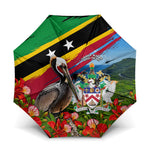 Saint Kitts And Nevis Umbrella Caribbean Pride Tropical Island Map Pelican Floral