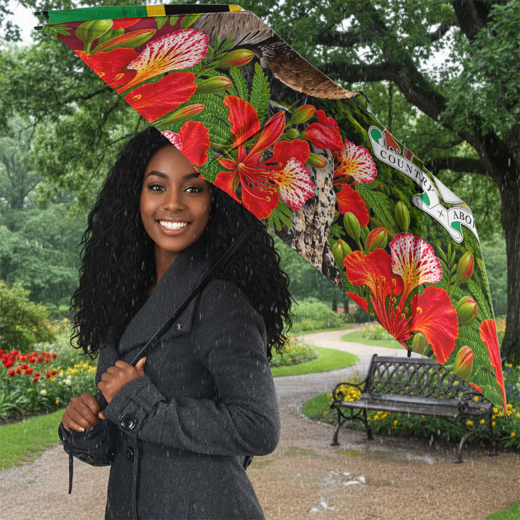 Saint Kitts And Nevis Umbrella Caribbean Pride Tropical Island Map Pelican Floral