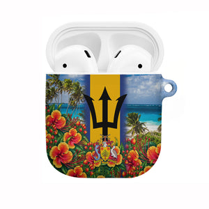 Barbados Trident Coat Of Arms AirPods Case Caribbean Pride Tropical Beach Floral Map