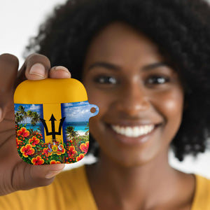 Barbados Trident Coat Of Arms AirPods Case Caribbean Pride Tropical Beach Floral Map