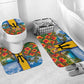 Barbados Trident Coat Of Arms Bathroom Set Caribbean Pride Tropical Beach Floral Map