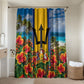 Barbados Trident Coat Of Arms Bathroom Set Caribbean Pride Tropical Beach Floral Map