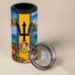 Barbados Trident Coat Of Arms 4 in 1 Can Cooler Tumbler Caribbean Pride Tropical Beach Floral Map