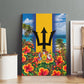 Barbados Trident Coat Of Arms Canvas Wall Art Caribbean Pride Tropical Beach Floral Map