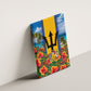 Barbados Trident Coat Of Arms Canvas Wall Art Caribbean Pride Tropical Beach Floral Map