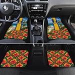 Barbados Trident Coat Of Arms Car Mats Caribbean Pride Tropical Beach Floral Map