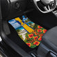 Barbados Trident Coat Of Arms Car Mats Caribbean Pride Tropical Beach Floral Map