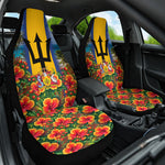 Barbados Trident Coat Of Arms Car Seat Cover Caribbean Pride Tropical Beach Floral Map