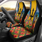 Barbados Trident Coat Of Arms Car Seat Cover Caribbean Pride Tropical Beach Floral Map