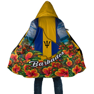 Barbados Trident Coat Of Arms Cloak Caribbean Pride Tropical Beach Floral Map