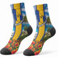 Barbados Trident Coat Of Arms Crew Socks Caribbean Pride Tropical Beach Floral Map