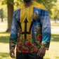 Barbados Trident Coat Of Arms Hockey Jersey Caribbean Pride Tropical Beach Floral Map
