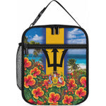 Barbados Trident Coat Of Arms Lunch Bag Caribbean Pride Tropical Beach Floral Map