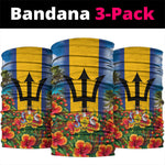 Barbados Trident Coat Of Arms Neck Gaiter Caribbean Pride Tropical Beach Floral Map
