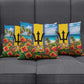 Barbados Trident Coat Of Arms Pillow Cover Caribbean Pride Tropical Beach Floral Map