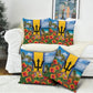 Barbados Trident Coat Of Arms Pillow Cover Caribbean Pride Tropical Beach Floral Map