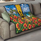 Barbados Trident Coat Of Arms Quilt Caribbean Pride Tropical Beach Floral Map