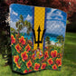 Barbados Trident Coat Of Arms Quilt Caribbean Pride Tropical Beach Floral Map