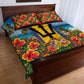 Barbados Trident Coat Of Arms Quilt Bed Set Caribbean Pride Tropical Beach Floral Map