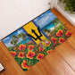 Barbados Trident Coat Of Arms Rubber Doormat Caribbean Pride Tropical Beach Floral Map