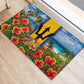 Barbados Trident Coat Of Arms Rubber Doormat Caribbean Pride Tropical Beach Floral Map