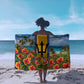 Barbados Trident Coat Of Arms Sarong Caribbean Pride Tropical Beach Floral Map