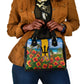 Barbados Trident Coat Of Arms Shoulder Handbag Caribbean Pride Tropical Beach Floral Map