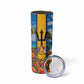 Barbados Trident Coat Of Arms Skinny Tumbler Caribbean Pride Tropical Beach Floral Map