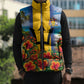 Barbados Trident Coat Of Arms Sleeveless Puffer Jacket Caribbean Pride Tropical Beach Floral Map