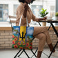 Barbados Trident Coat Of Arms Tote Bag Caribbean Pride Tropical Beach Floral Map