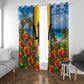 Barbados Trident Coat Of Arms Window Curtain Caribbean Pride Tropical Beach Floral Map
