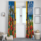 Barbados Trident Coat Of Arms Window Curtain Caribbean Pride Tropical Beach Floral Map