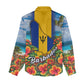 Barbados Trident Coat Of Arms Women Casual Shirt Caribbean Pride Tropical Beach Floral Map