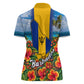 Barbados Trident Coat Of Arms Women Polo Shirt Caribbean Pride Tropical Beach Floral Map