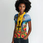 Barbados Trident Coat Of Arms Women Polo Shirt Caribbean Pride Tropical Beach Floral Map