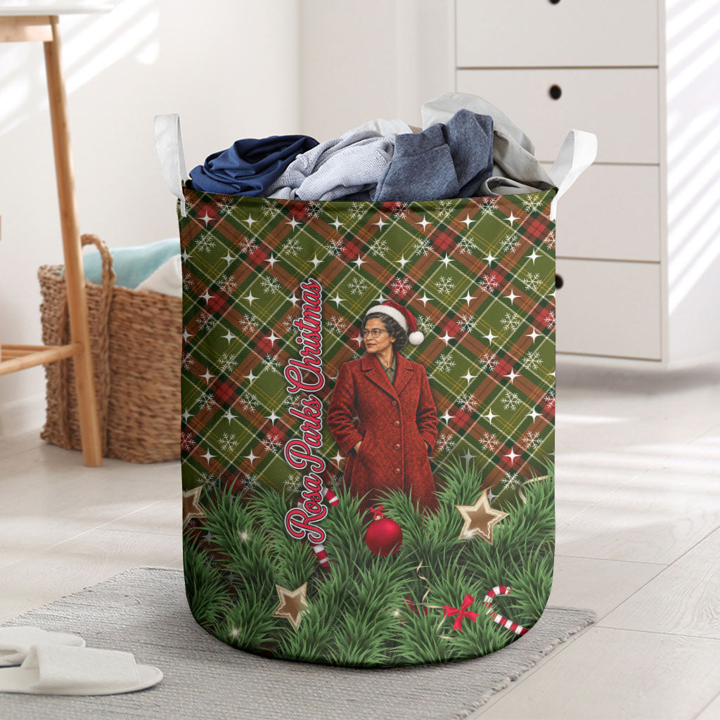 Rosa Parks Christmas Laundry Basket Plaid Festive Stamp Vintage Civil Rights Legend