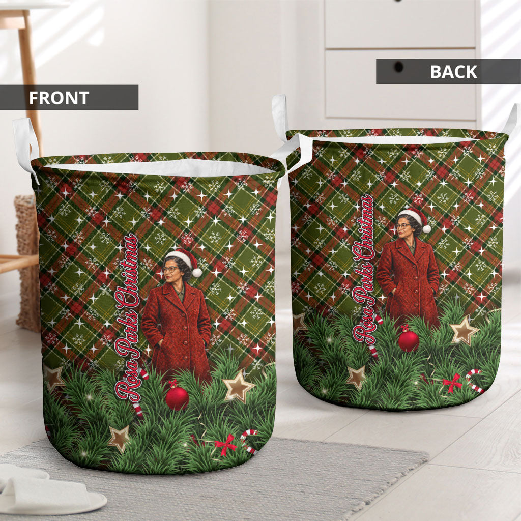 Rosa Parks Christmas Laundry Basket Plaid Festive Stamp Vintage Civil Rights Legend