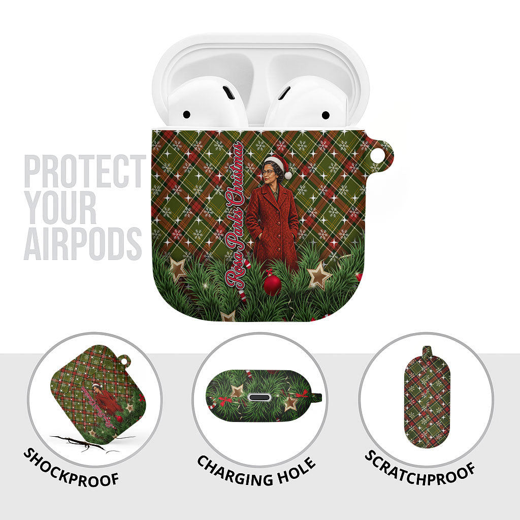 Rosa Parks Christmas AirPods Case Plaid Festive Stamp Vintage Civil Rights Legend