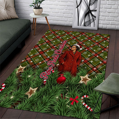 Rosa Parks Christmas Area Rug Plaid Festive Stamp Vintage Civil Rights Legend