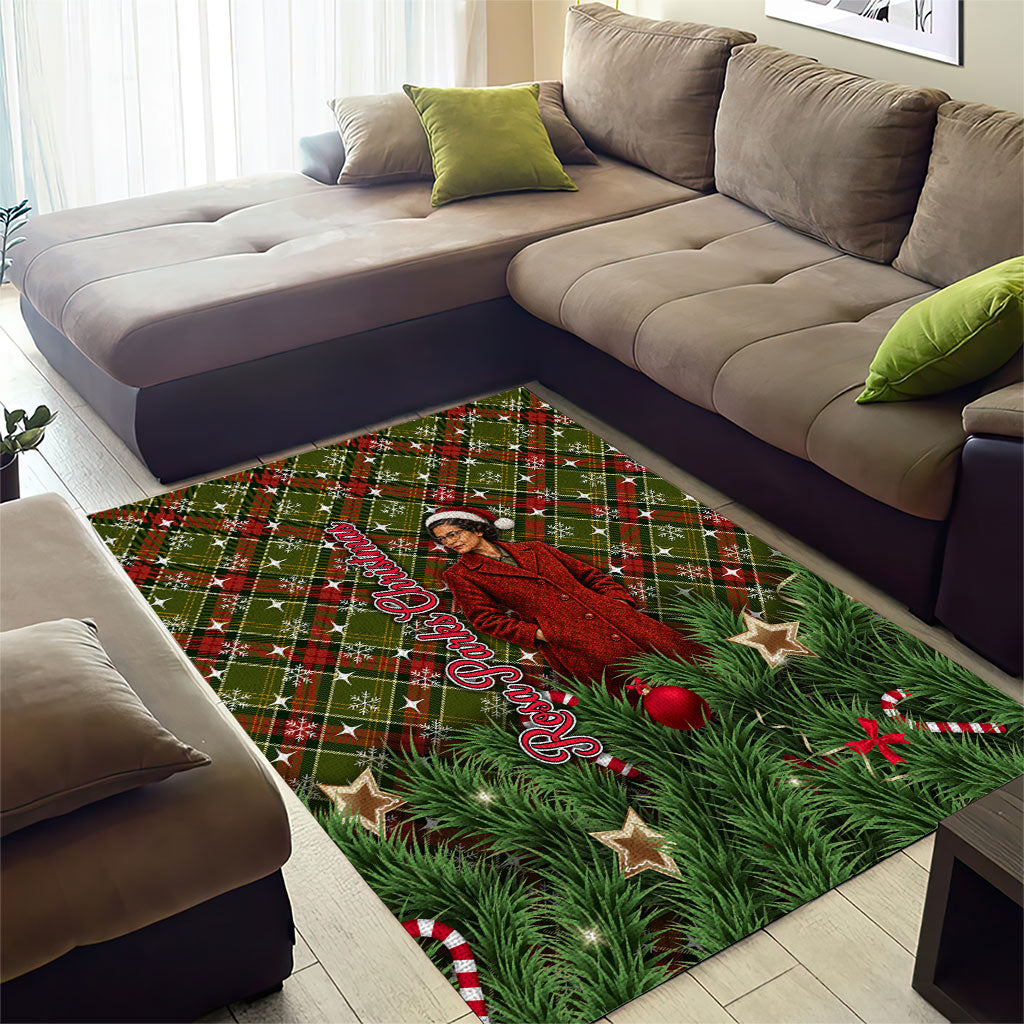 Rosa Parks Christmas Area Rug Plaid Festive Stamp Vintage Civil Rights Legend