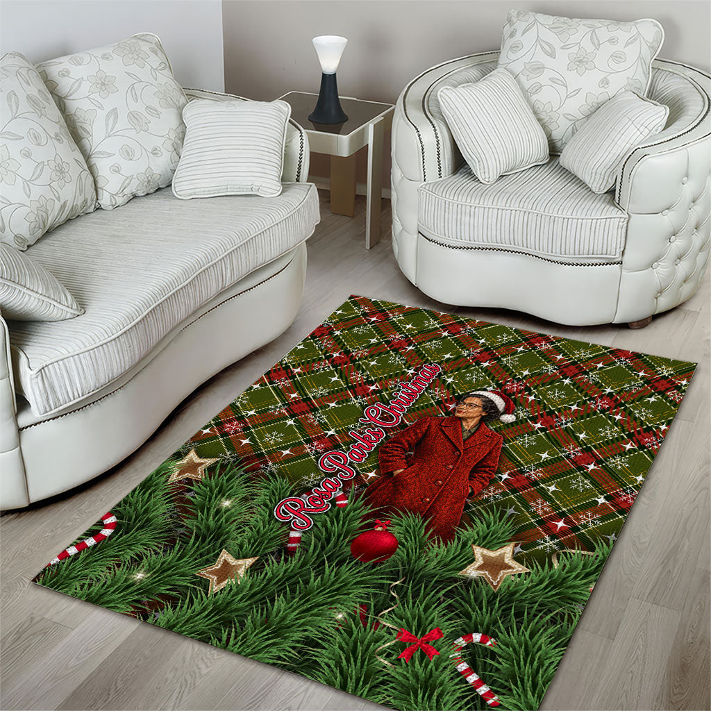 Rosa Parks Christmas Area Rug Plaid Festive Stamp Vintage Civil Rights Legend
