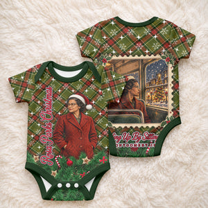 Rosa Parks Christmas Baby Onesie Plaid Festive Stamp Vintage Civil Rights Legend