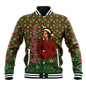 Rosa Parks Christmas Baseball Jacket Plaid Festive Stamp Vintage Civil Rights Legend